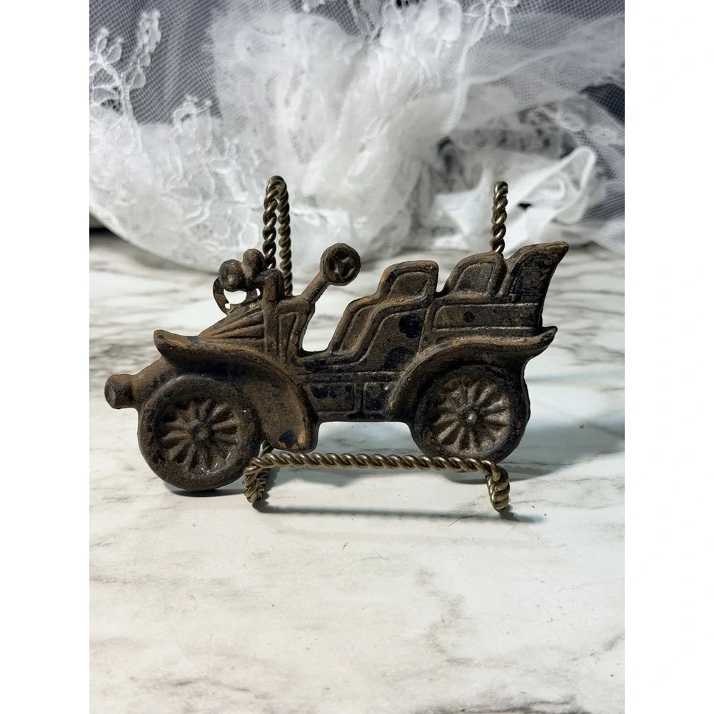 2~ CAST IRON WALL ART ANTIQUE CARS 4.5